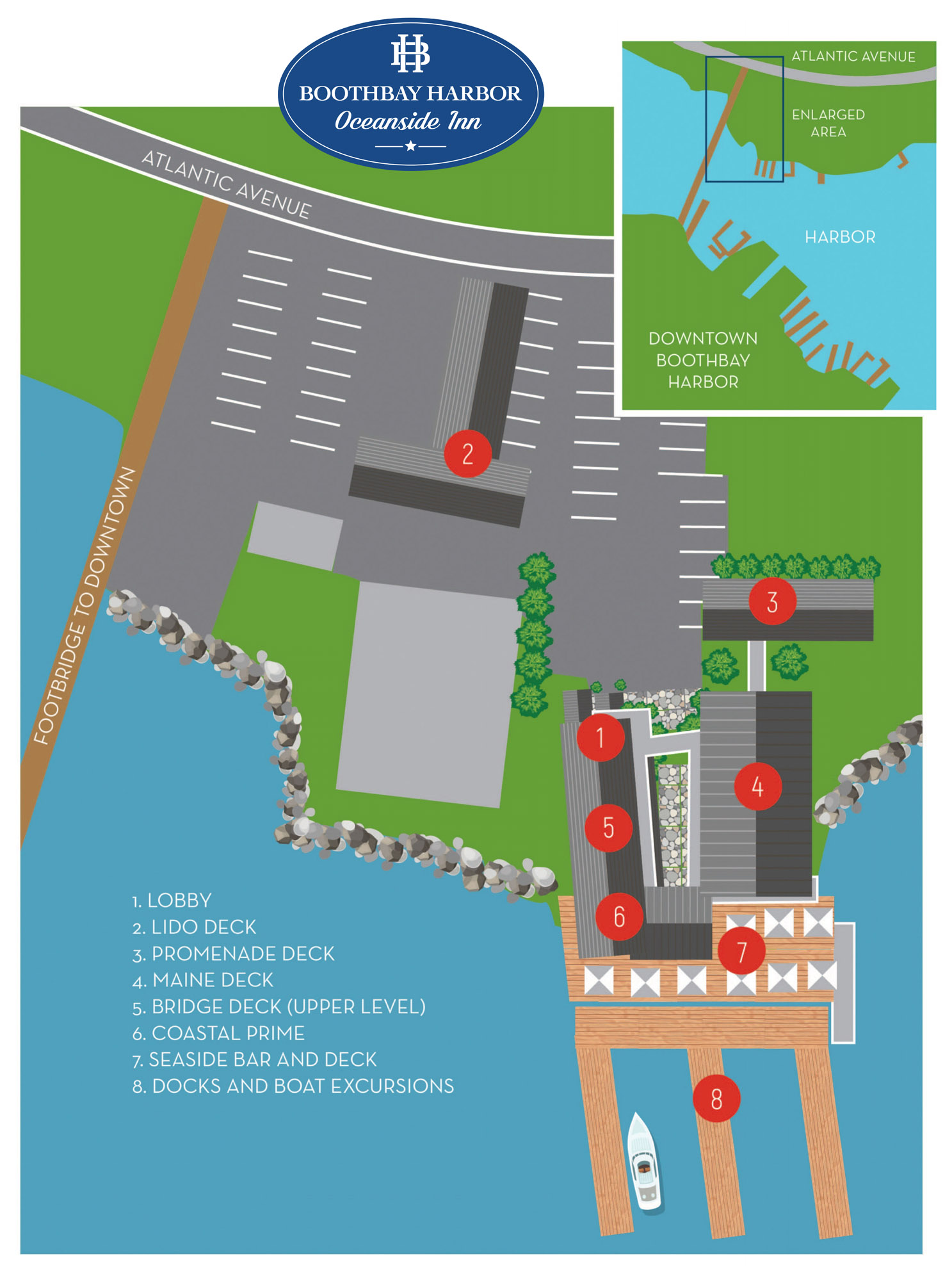 boothbay harbor oceanside inn area map
